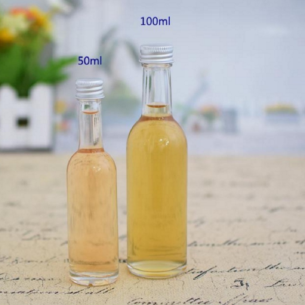 Mini Size 100Ml Empty  Mini Glass Bottle 30Ml Mini Glass Bottle Liquor Bottle 50Ml With  Metal Screw Cap