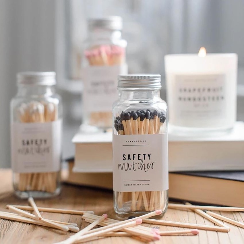 100 Safety Apothecary Candle Glass Mini Cloche Jar Match Sticks