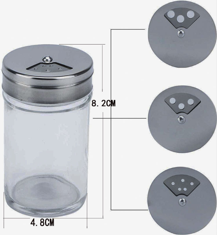 Wholesale 80ml100ml Spice Glass Jar with Rotatable Stainless Steel Shaker Lid