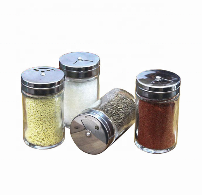 Wholesale 80ml100ml Spice Glass Jar with Rotatable Stainless Steel Shaker Lid