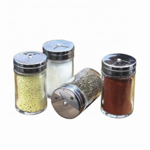 Wholesale 80ml100ml Spice Glass Jar with Rotatable Stainless Steel Shaker Lid