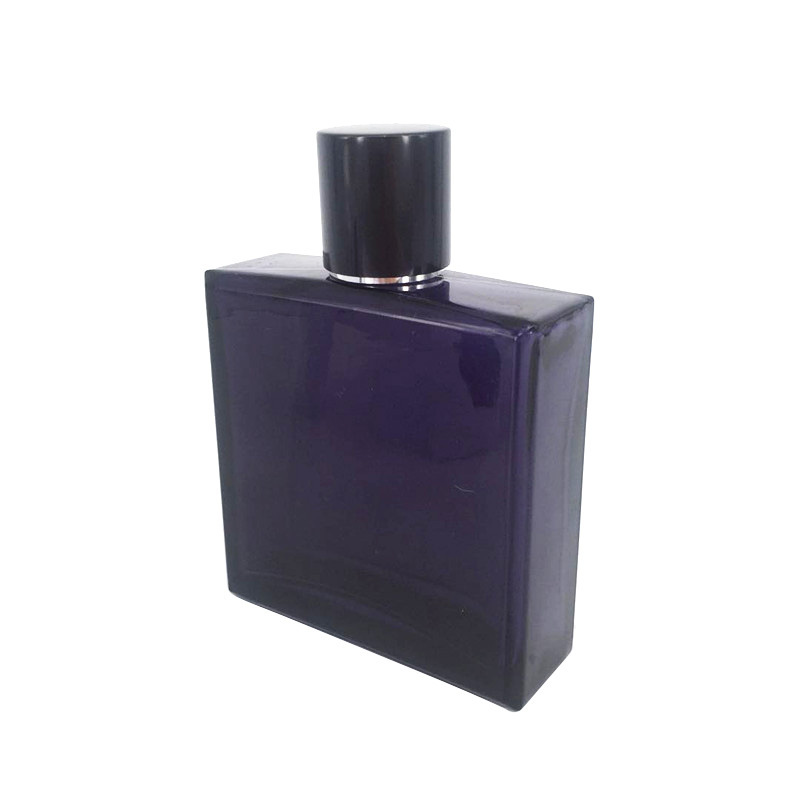 Luxury New Empty Perfume Flacon 50ml Square Dark Blue De Perfume Sprayer Bottle With Cap