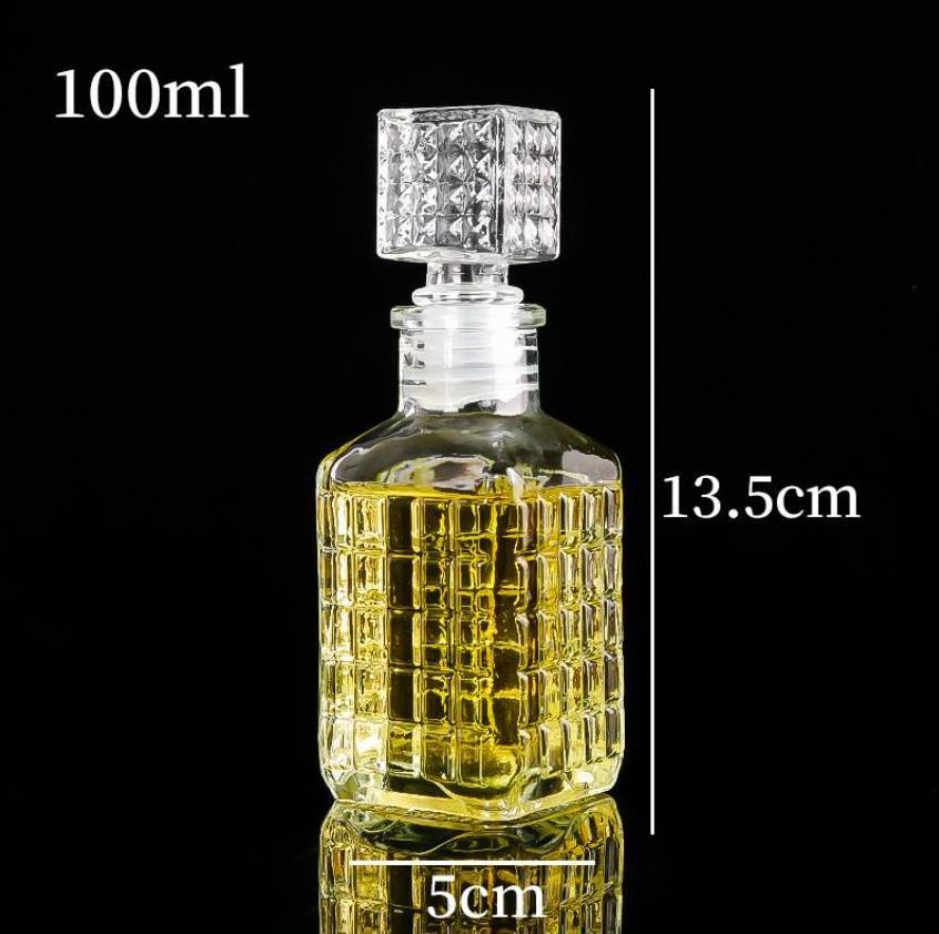 Wholesale Gift Luxury Mini Pot En Verre Square 50ml 100ml Patron Drink Liquor Glass Bottle