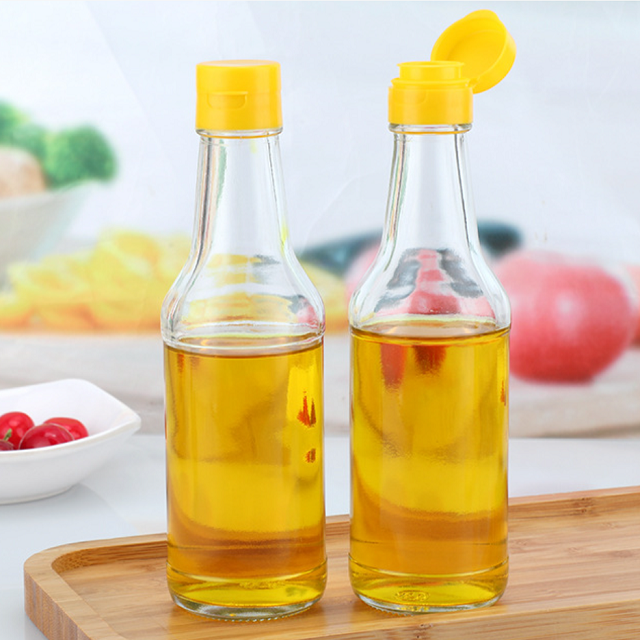 250ml 350ml 500ml Sesame Oil Glass Bottle with flip cap for soy sauce