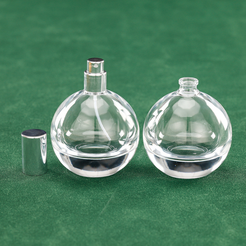 Wholesale Custom Ball Shape Empty Glass Perfume Bottle 75ml Clear frost round ball perfume bottle