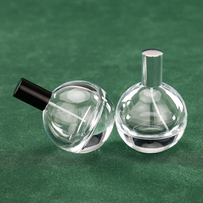 Wholesale Custom Ball Shape Empty Glass Perfume Bottle 75ml Clear frost round ball perfume bottle