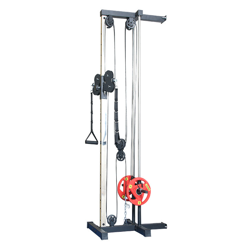 Lat Pull down Machine Wall Mounted with Lat Pull Down Bar Adjustable Weight Black - Pulley Cable System