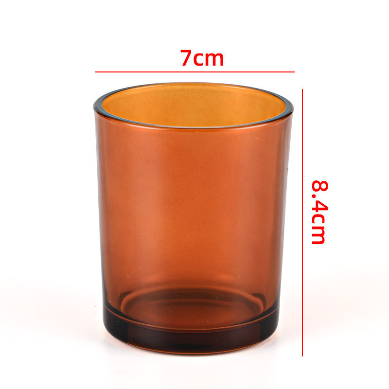 7oz Glass Candle Holders Lanterns Candle Jars Luxury Amber Frosted Colored Candle Jars with Lids