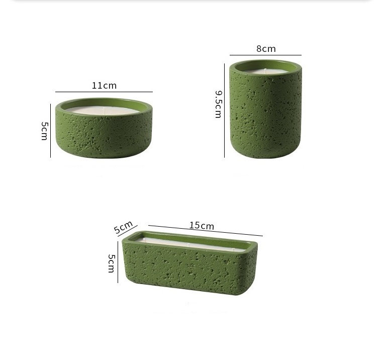 Wholesale 8OZ 4OZ Ceramic Green Red Candle Jars 3 Wick Black Square Candle Jars Empty Coloured Concrete Scented Candle Jars