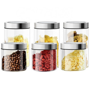 Airtight Food Jars with Stainless Steel Lids, Kitchen Canisters For Candy, Glass Food Storage Containers