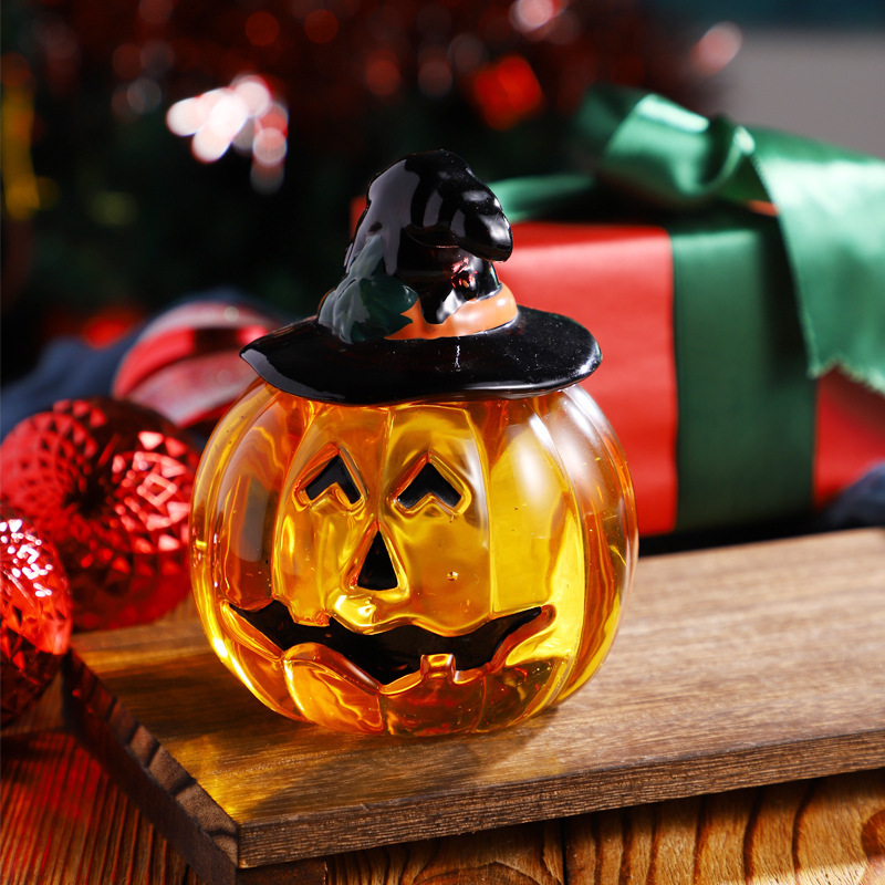 Custom Halloween Pumpkin Lantern Candle Glass Container Pumpkin Shape Candy Jar