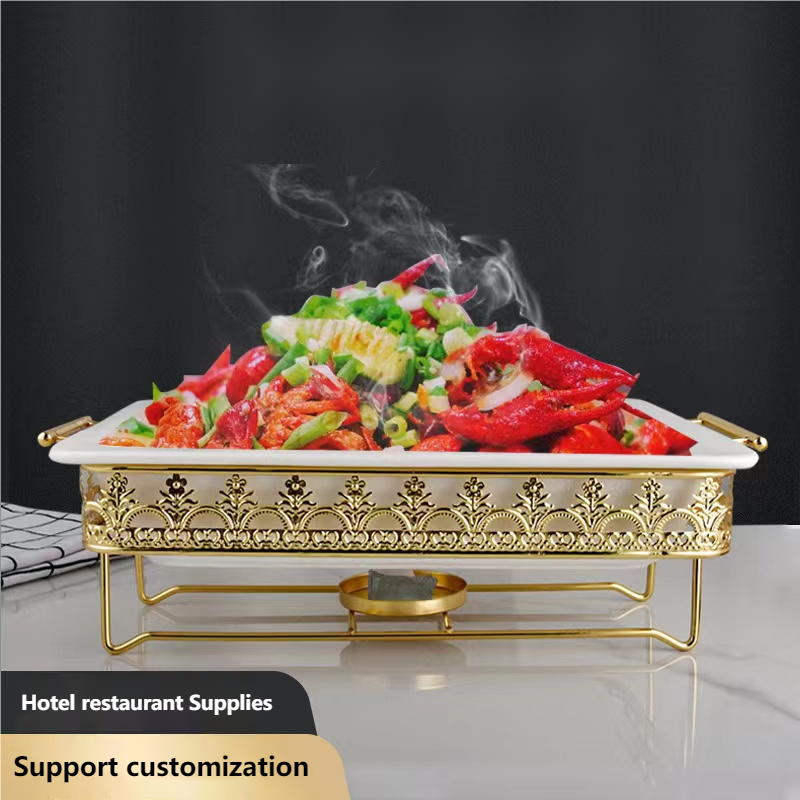 Ceramic Chafing Dishes Buffet Set Porcelain Baking Pan With Candle Holder Food Warmers Buffet Chafing Dish