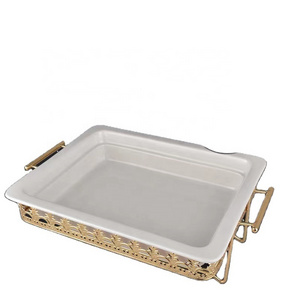 Ceramic Chafing Dishes Buffet Set Porcelain Baking Pan With Candle Holder Food Warmers Buffet Chafing Dish