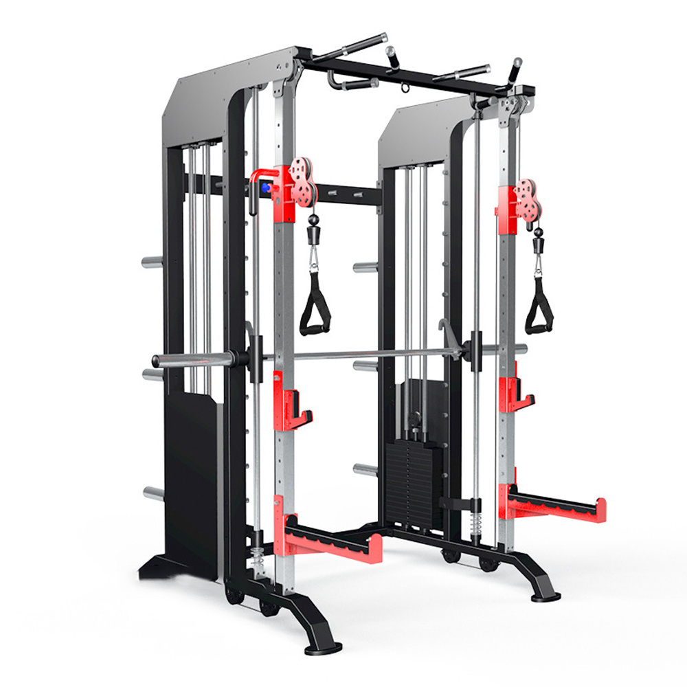 Gym multi function commercial Smith machine power rack trainer full  muscles fitness equipment supplier