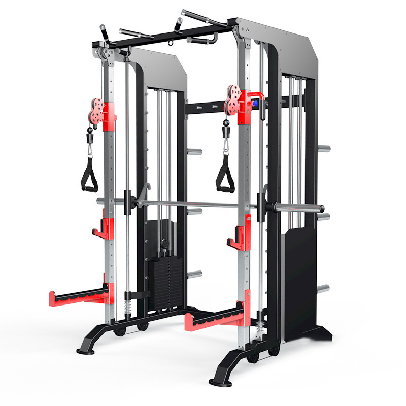 Gym multi function commercial Smith machine power rack trainer full  muscles fitness equipment supplier