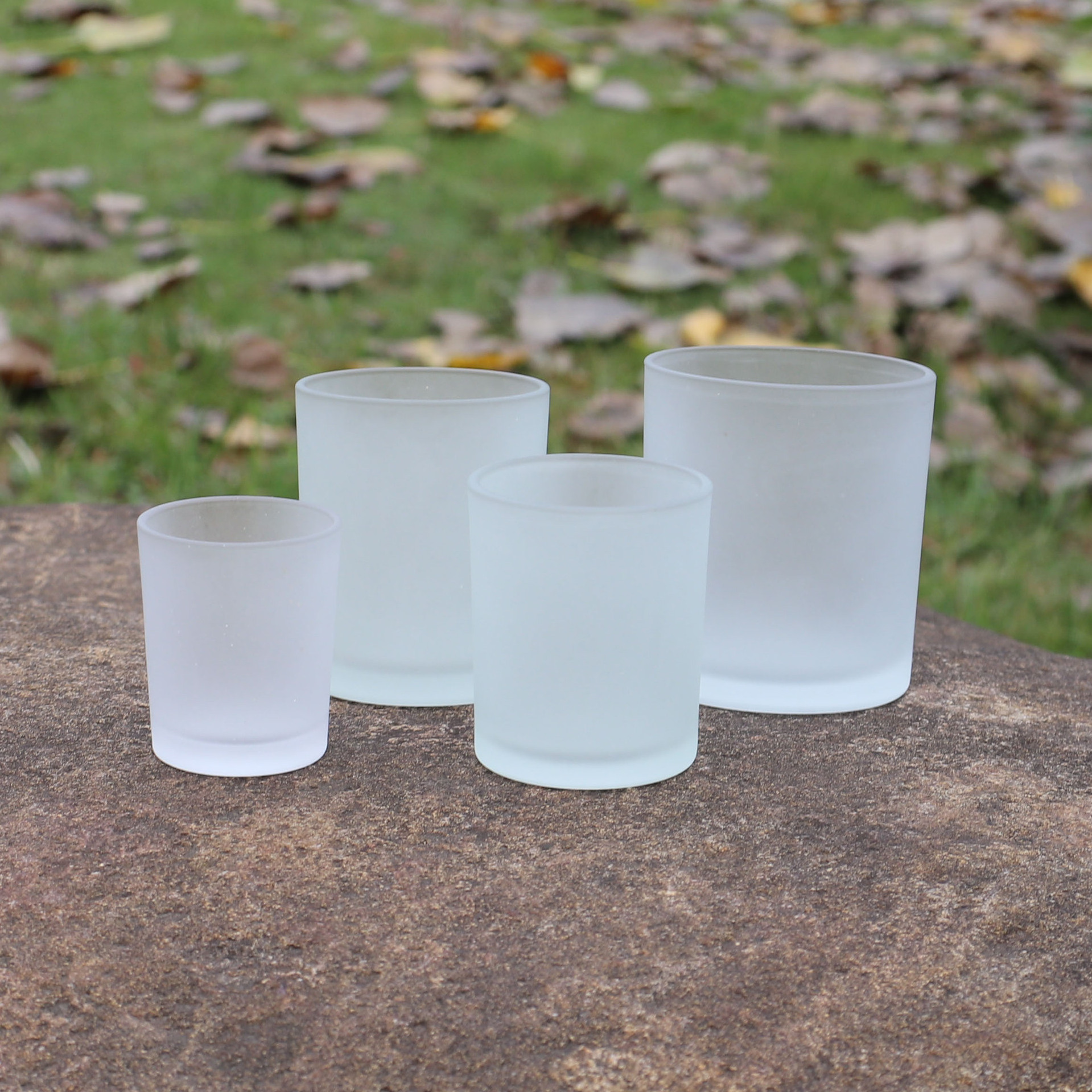 White Black Glossy Glass Candle Jar with Wooden Lids Luxury Tea Light Candle Holder Glass