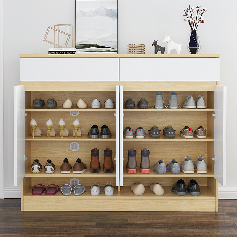 white modern wood 50 pairs shoe cabinet storage organizer home 3-Tier zapateras-de-madera-modern shoe racks