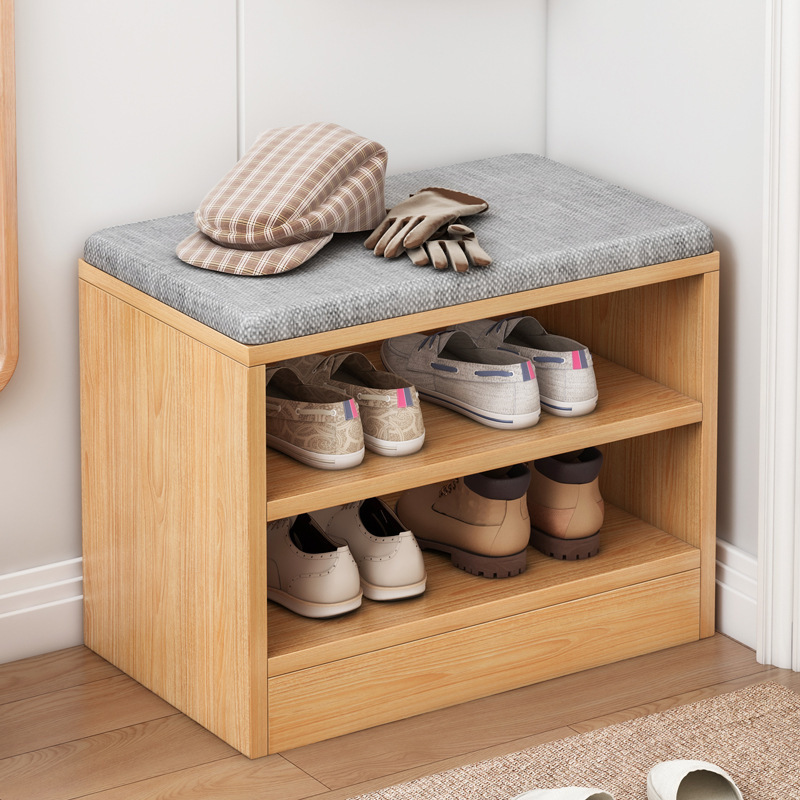 Wooden shoes change, stool storage shoe sundries, shoe shine cabinet and seat