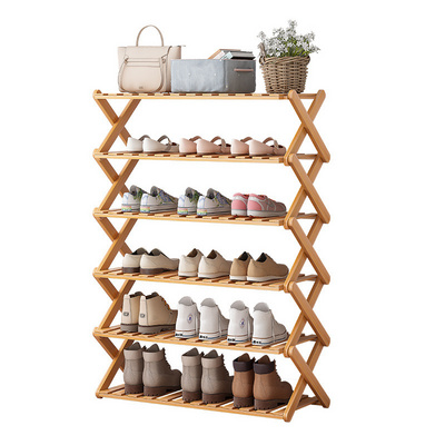 5-layer shoe rack Foldable bamboo shoe storage organizer multi-functional household free installation shoe rack