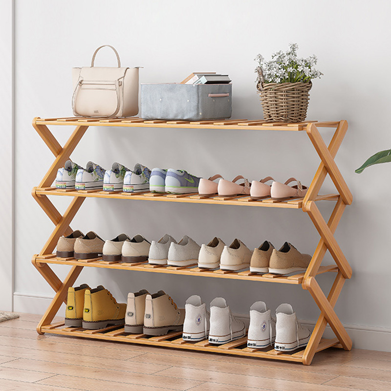 5-layer shoe rack Foldable bamboo shoe storage organizer multi-functional household free installation shoe rack