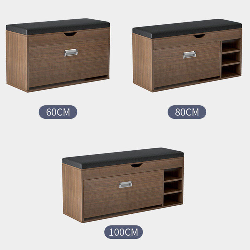 Entrance furniture modern wooden shoe rack cabinet small shoe cabinet with soft seat cushion