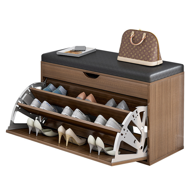 Entrance furniture modern wooden shoe rack cabinet small shoe cabinet with soft seat cushion