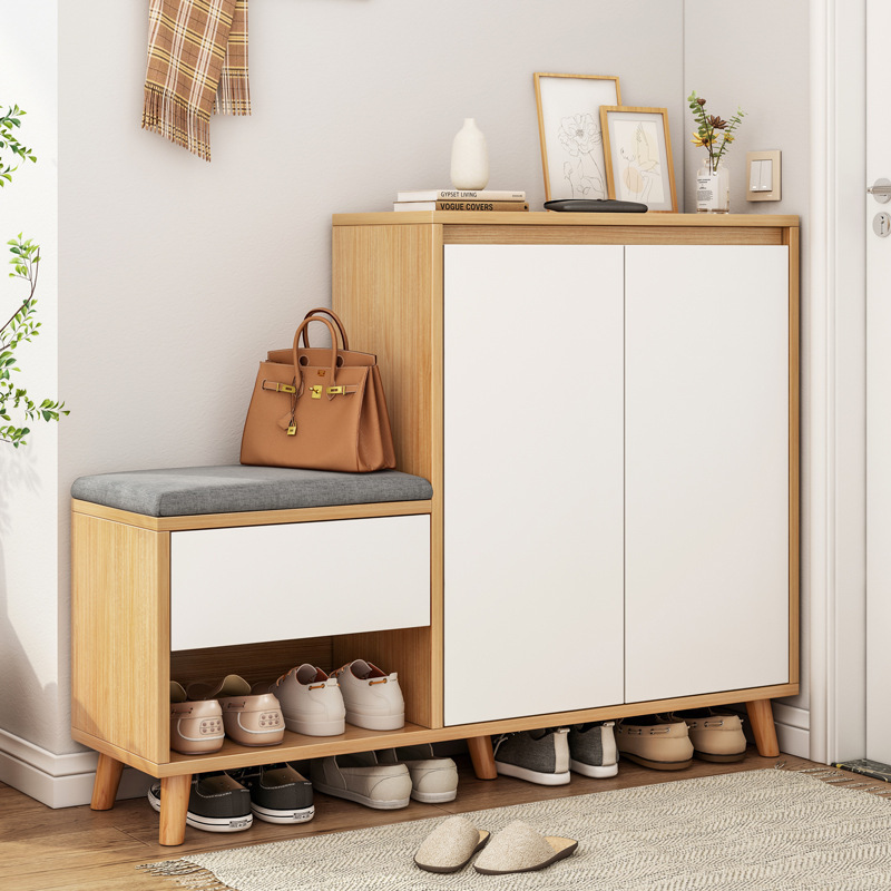 living room bedroom wooden shoe cabinet closed shoe rack simple shoe rack