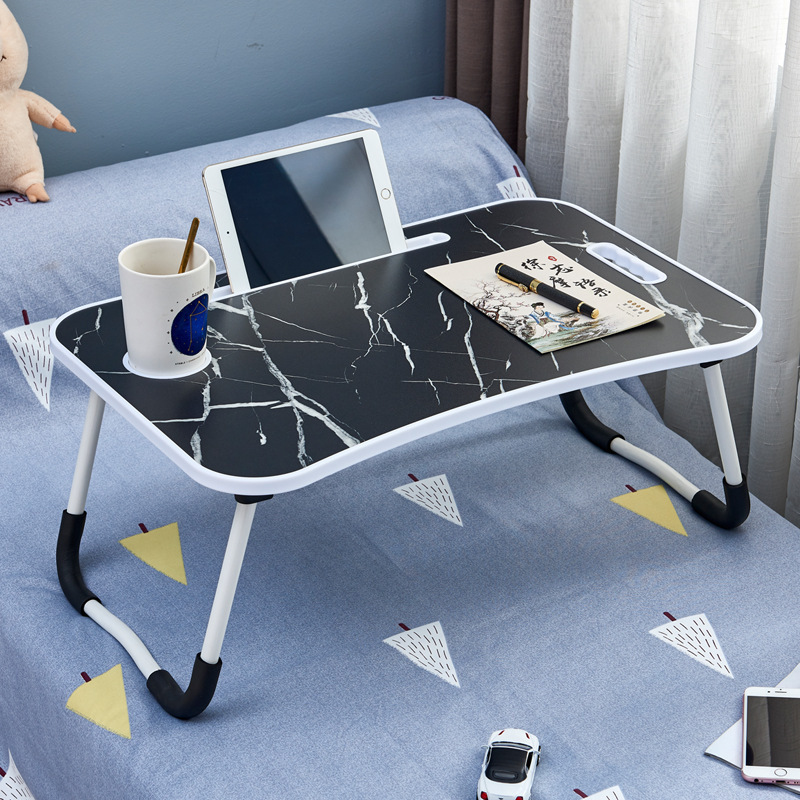 Folding Breakfast Table 60 x 40 cm Laptop Stand Lap Standing Wooden Computer Metal Gaming Desk