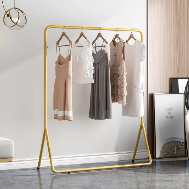 Clothes rack floor indoor drying rack balcony bedroom hanger household simple coat rack single pole type