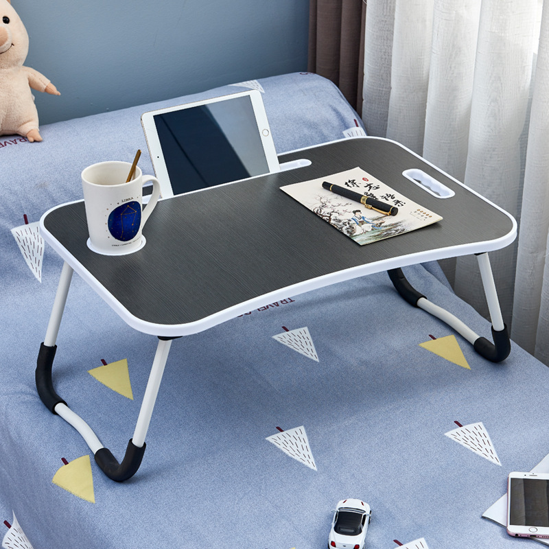 Folding Breakfast Table 60 x 40 cm Laptop Stand Lap Standing Wooden Computer Metal Gaming Desk