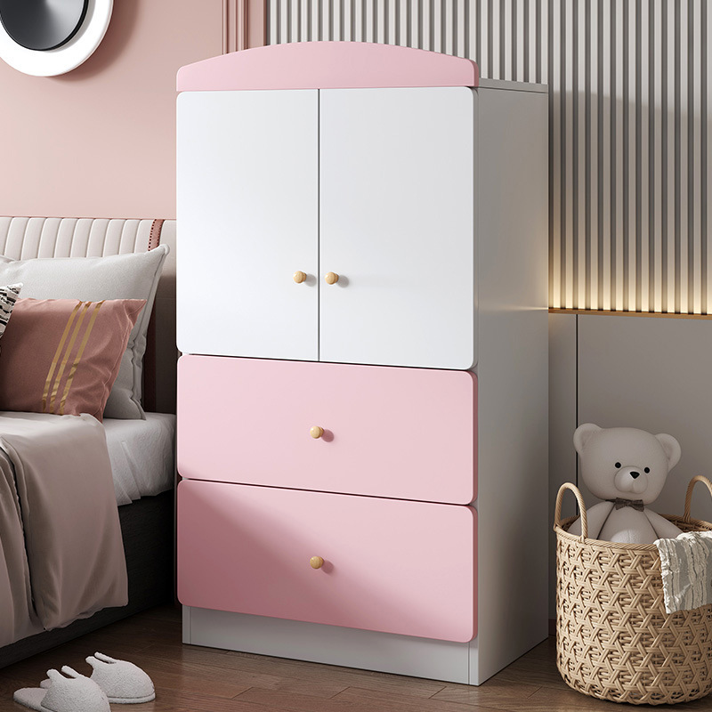 Children's wardrobe cute girl bedroom modern minimalist storage pink boys and girls wardrobe lockersv