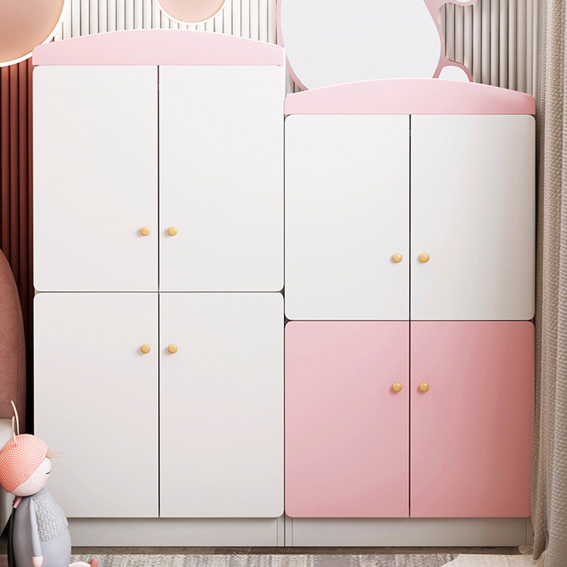 Children's wardrobe cute girl bedroom modern minimalist storage pink boys and girls wardrobe lockersv