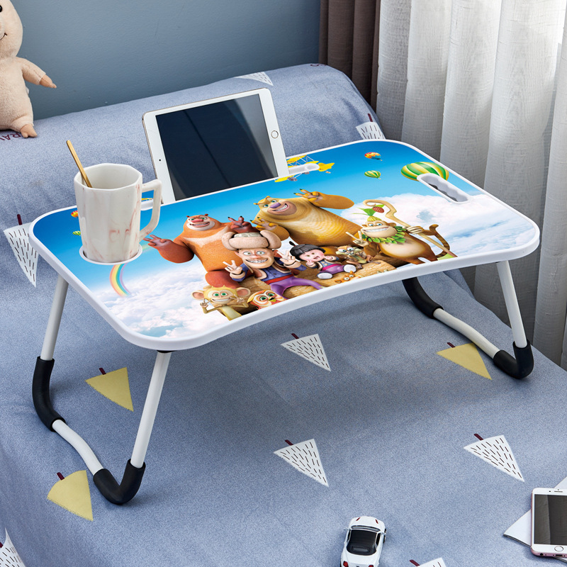 Folding Breakfast Table 60 x 40 cm Laptop Stand Lap Standing Wooden Computer Metal Gaming Desk