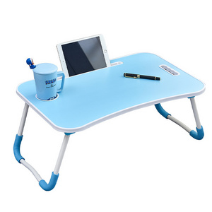 Folding Breakfast Table 60 x 40 cm Laptop Stand Lap Standing Wooden Computer Metal Gaming Desk