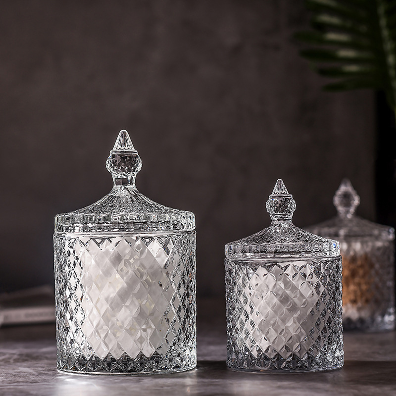 Wholesale 10oz Transparent Clear Crystal Glass Votive tealight Candle Holders Vintage Glass Jar for Candles