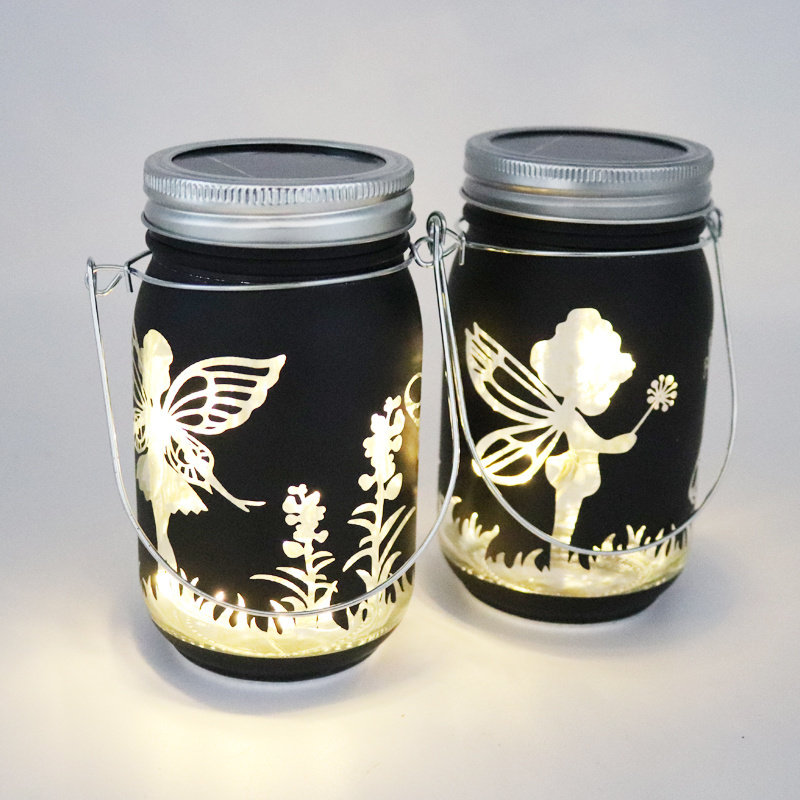 Wholesale 15oz/450ml Solar System Lantern Outdoor Hanging LED Mason Lamp Jar Lid Lights Solar Powered Flower with Light