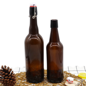 High Quality 330ml 500ml Amber glass 16 oz Kombucha Swing Top Beer Bottle With Metal Cap