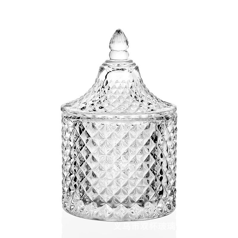 Wholesale 10oz Transparent Clear Crystal Glass Votive tealight Candle Holders Vintage Glass Jar for Candles