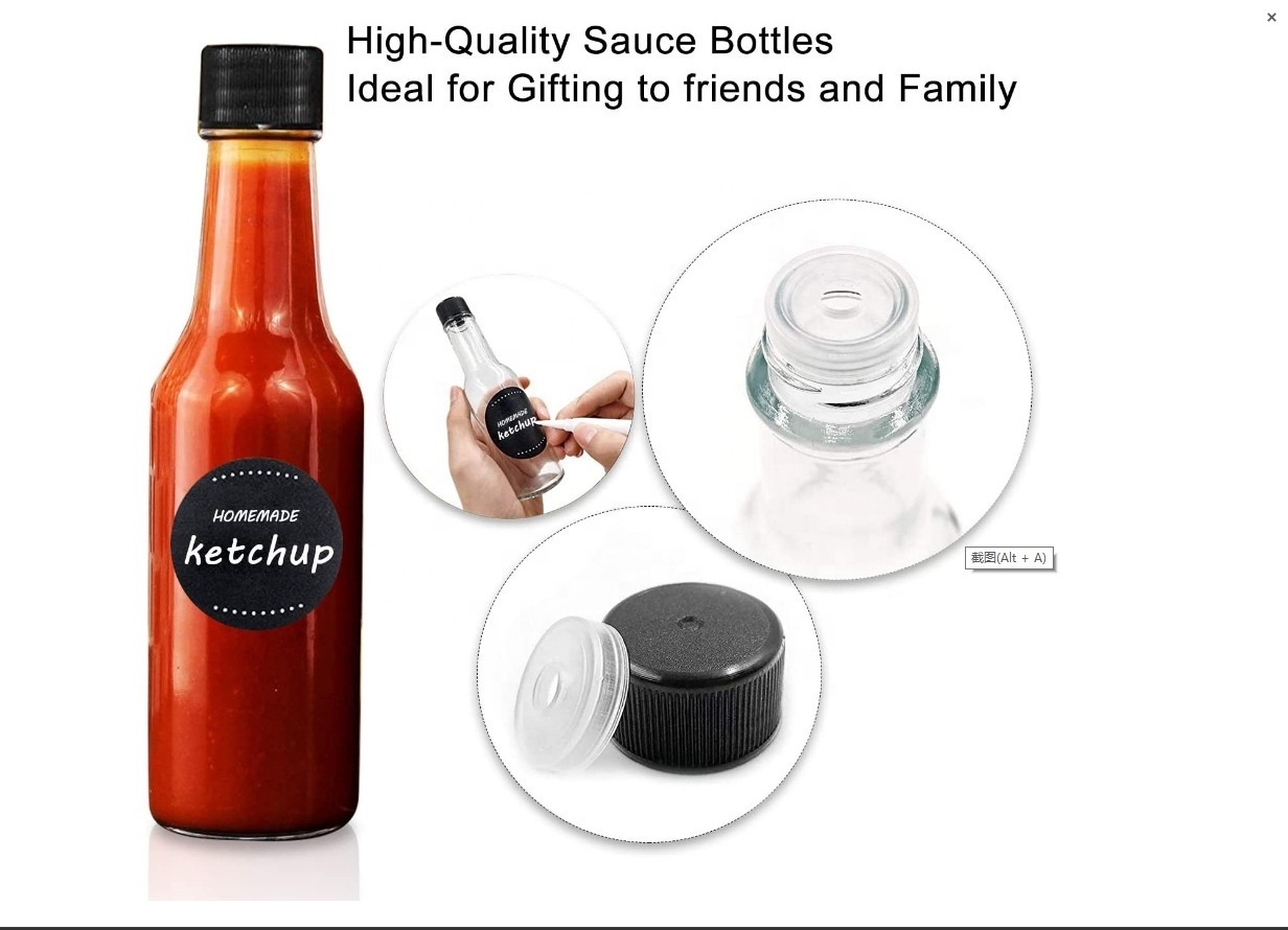 Custom 12oz  12 oz Clear Empty Glass barbeque Sauce Bottles Of Salad Dressing Bottles