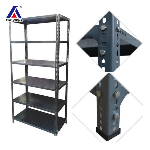 China manufacturer 6 tiers warehouse shelf light duty bolted slotted angle shelving rack unit metal storage shelves and racks