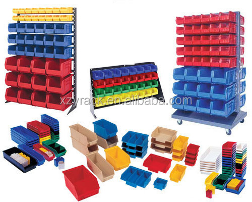 Plastic storage bin in warehouse