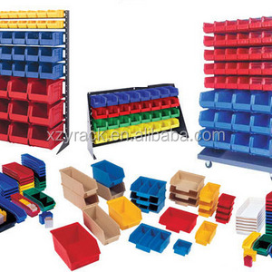 Plastic storage bin in warehouse