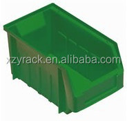 Plastic storage bin in warehouse