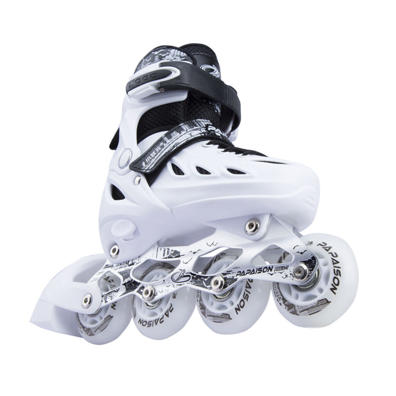 High quality popular LED light 4 PU wheels adjustable inline roller skates hard boot patines skate inline adult skate shoes