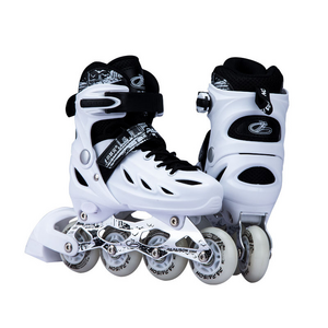 High quality popular LED light 4 PU wheels adjustable inline roller skates hard boot patines skate inline adult skate shoes