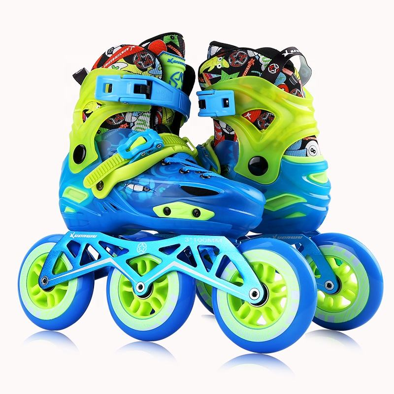 Papaison cheap adjustable slalom inline skates 100mm 3 PU wheels hard boot freestyle skates inline roller skates for kids adults