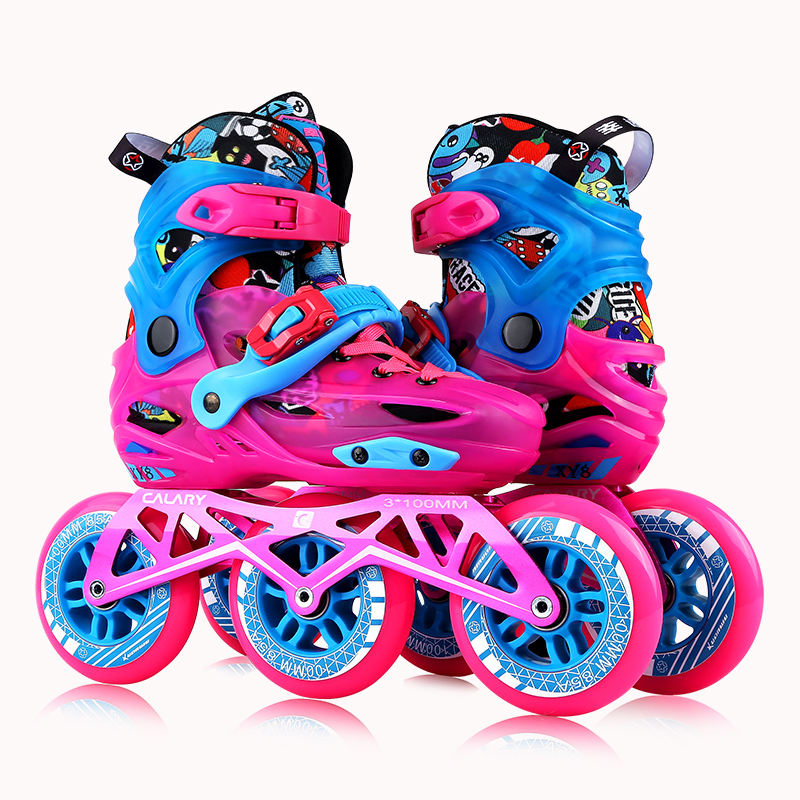 Papaison cheap adjustable slalom inline skates 100mm 3 PU wheels hard boot freestyle skates inline roller skates for kids adults