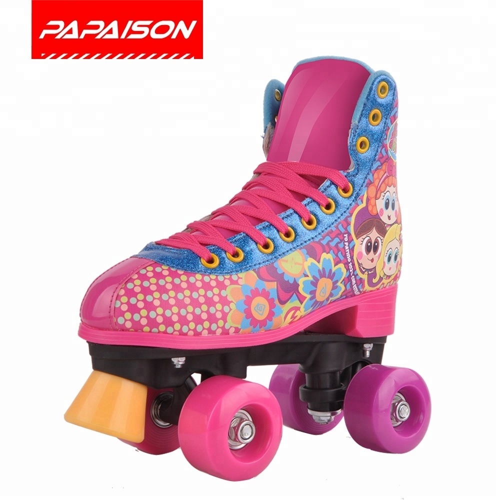 Customizable designed 4 wheels patine quad roller skates paten quad skate colorful  roller skate