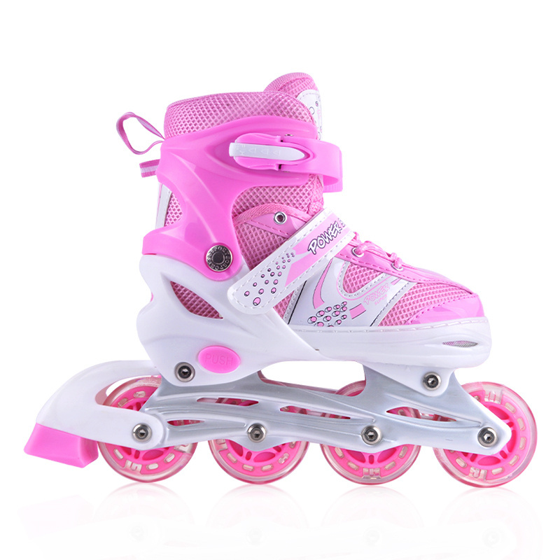 Hot sale kids adjustable size PVC light up  roller skate beginner inline skate for boys and girls