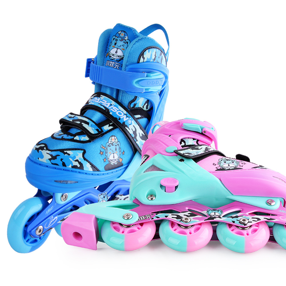 Inline skate outdoor child roller skates adults for Kids with camouflage style skating shoes in stock